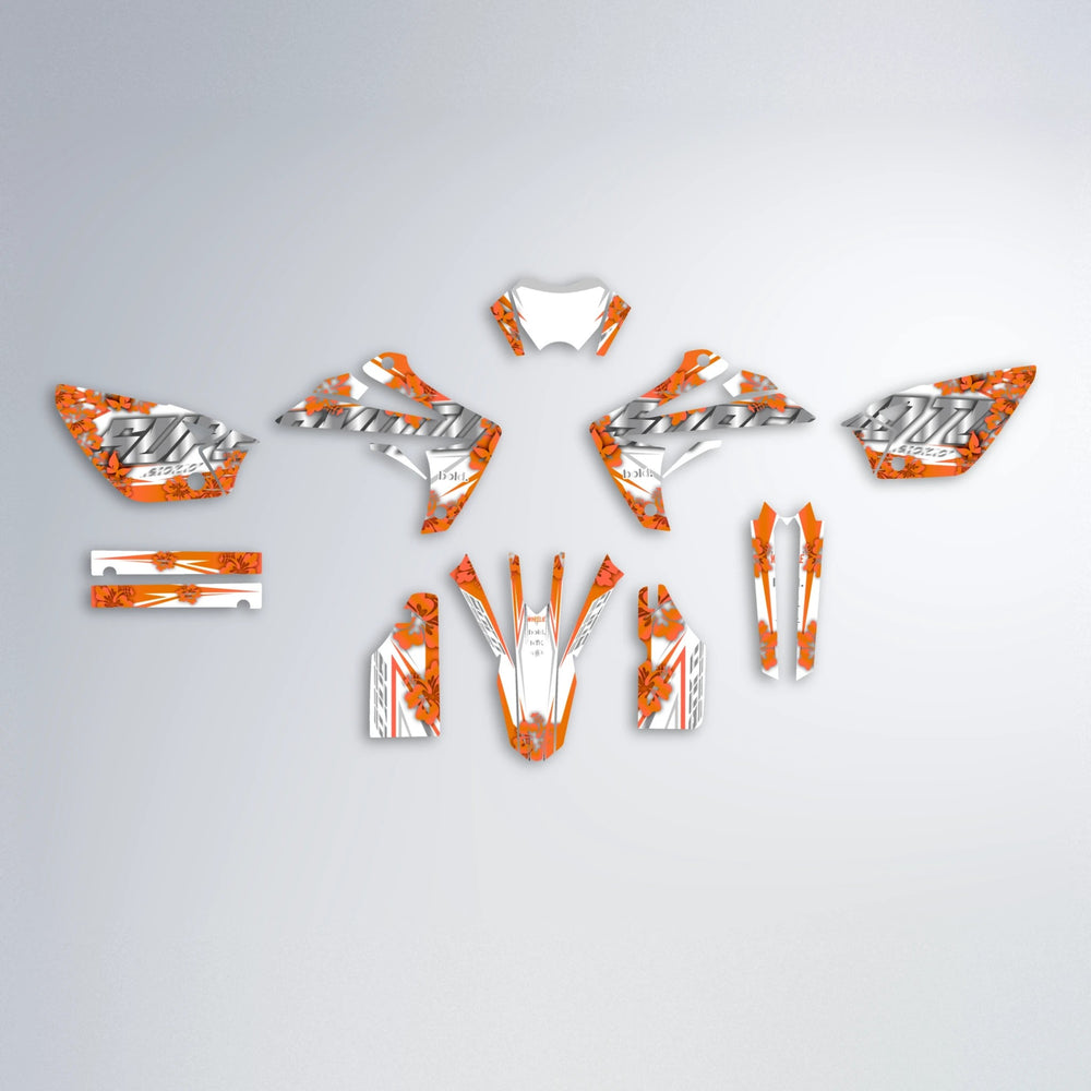 WNICOO Rieju MRT graphics kit parts layout in Orange