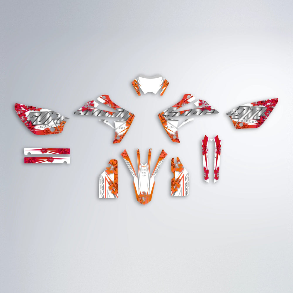 WNICOO Rieju MRT graphics kit parts layout in Red & Orange