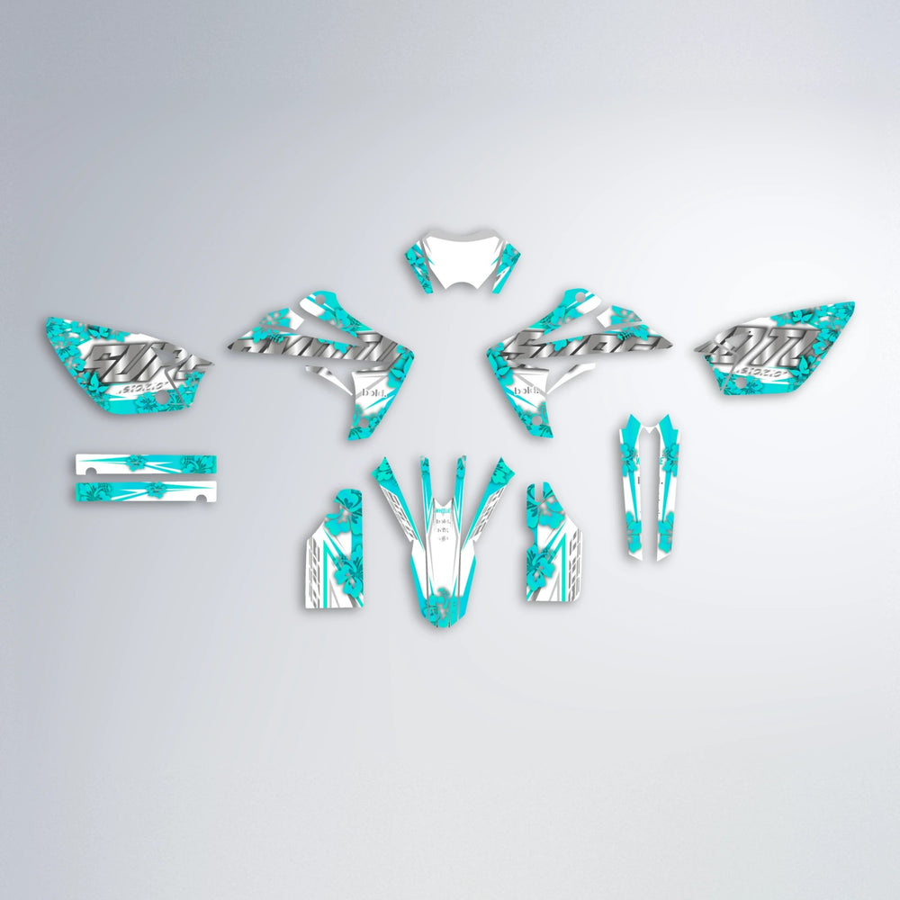 WNICOO Rieju MRT graphics kit parts layout in Teal