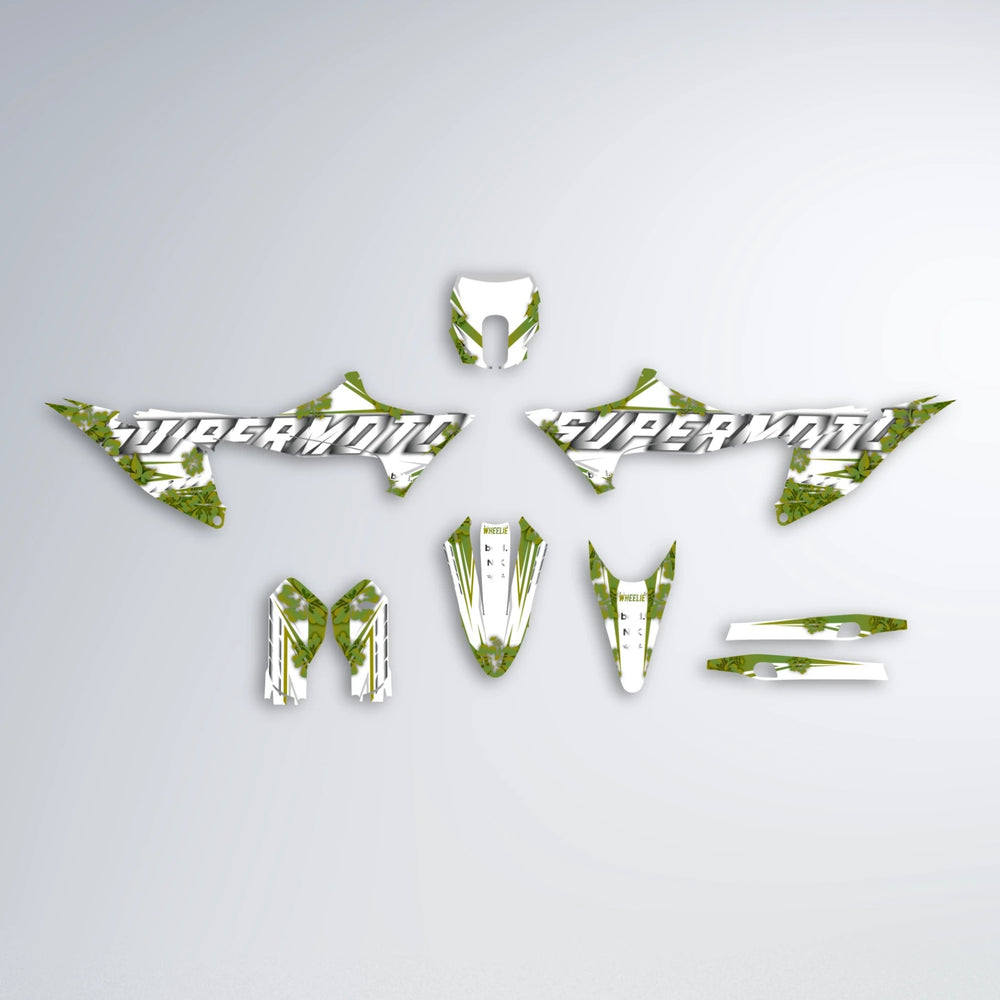WNICOO Stark Varg MX graphics kit parts layout in Olive