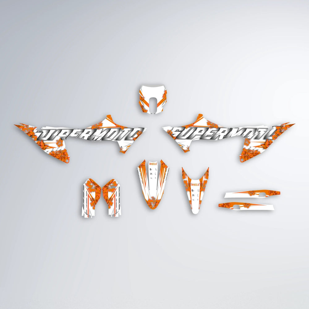 WNICOO Stark Varg MX graphics kit parts layout in Orange