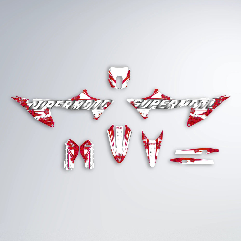 WNICOO Stark Varg MX graphics kit parts layout in Red