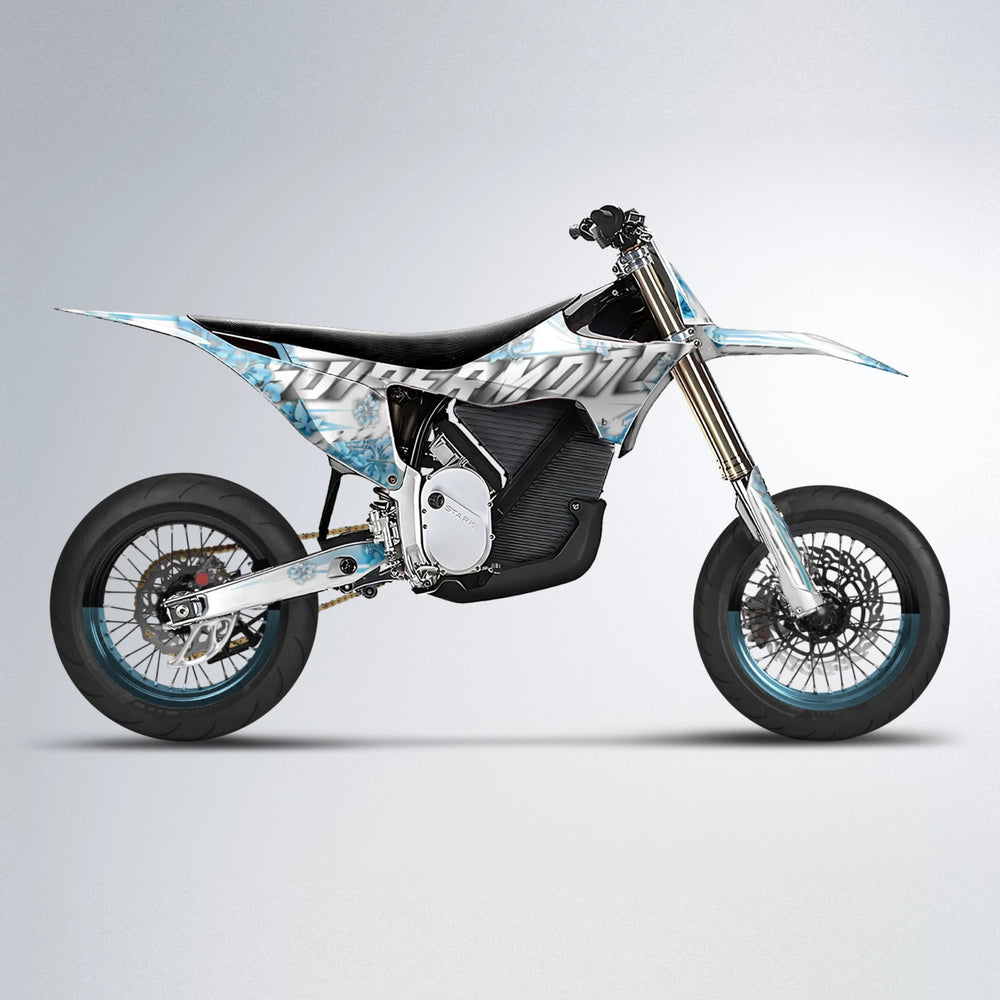 WNICOO Stark Varg SM supermoto graphics kit in Light Blue & White