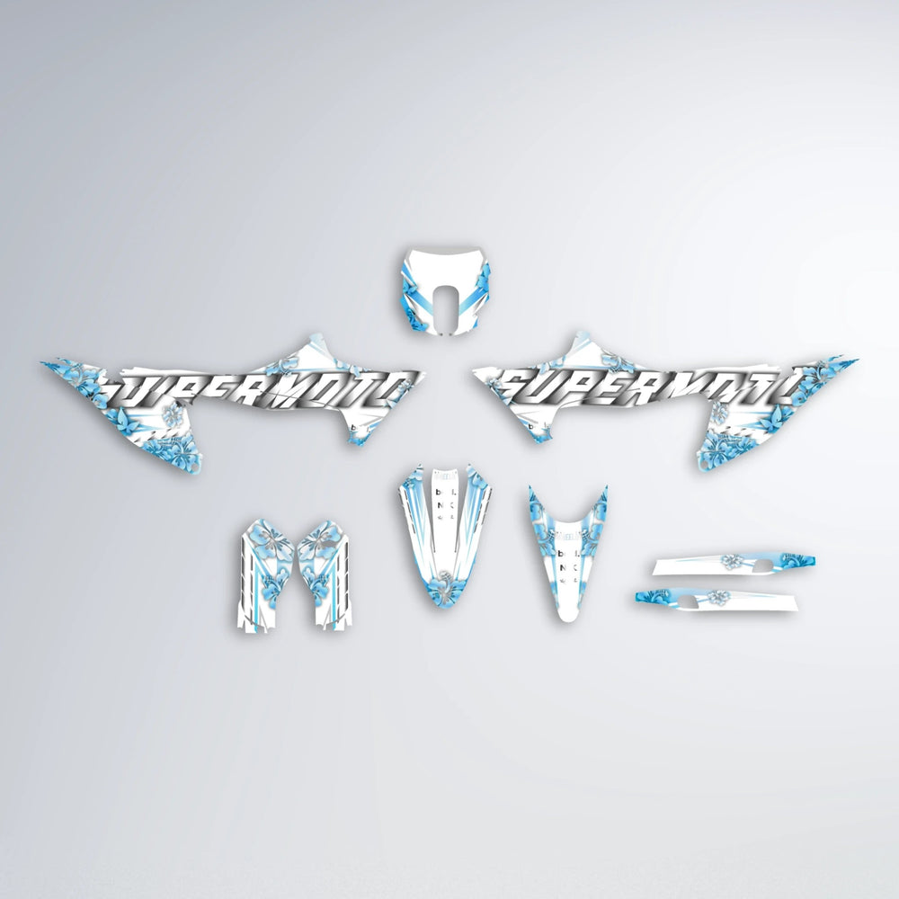 WNICOO Stark Varg SM graphics kit parts layout in Light Blue & White