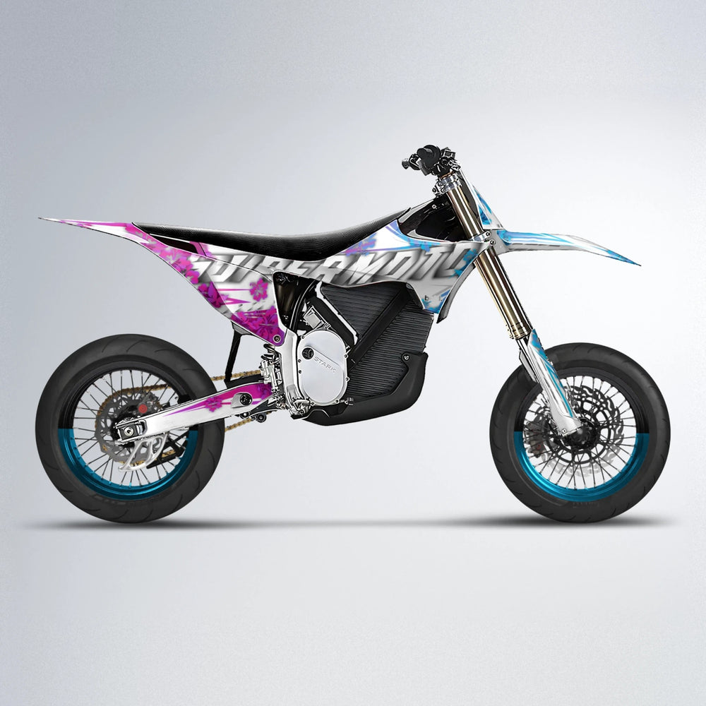 WNICOO Stark Varg SM supermoto graphics kit in Pink & Light Blue