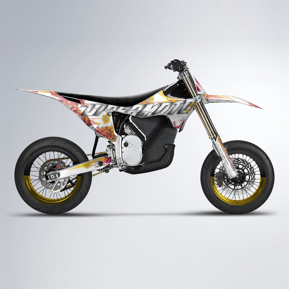 WNICOO Stark Varg SM supermoto graphics kit in Pink & Yellow
