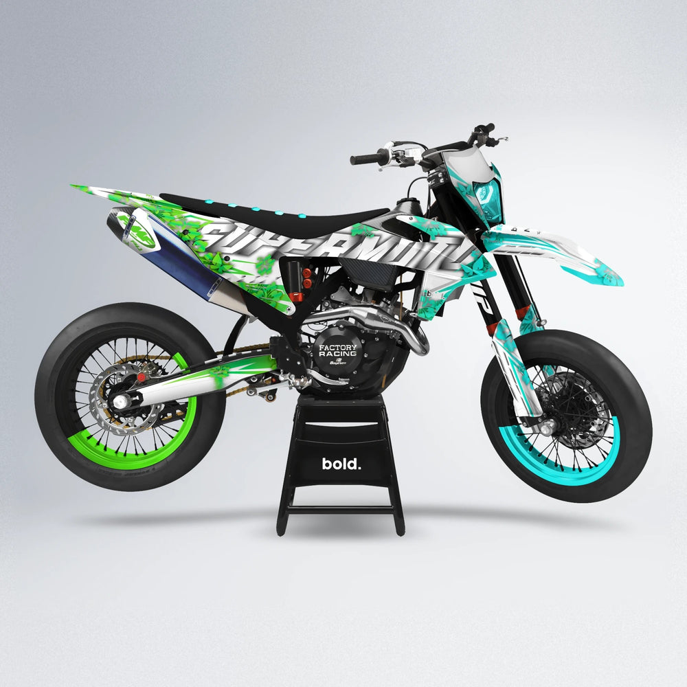 WNICOO supermoto graphics kit in Cyan & Green