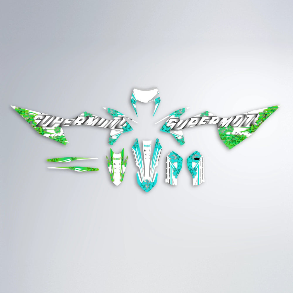 WNICOO graphics kit parts layout in Cyan & Green