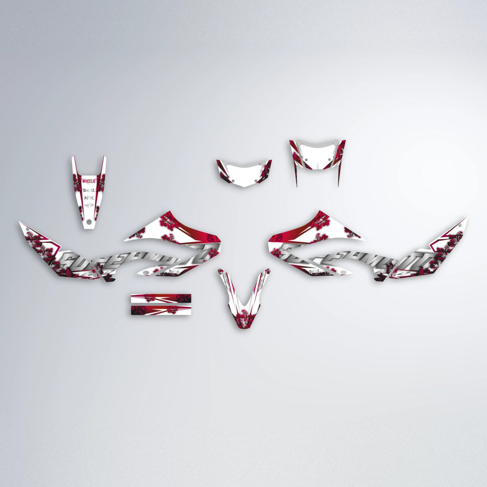 WNICOO Yamaha WR 125X graphics kit parts layout in Black & Red