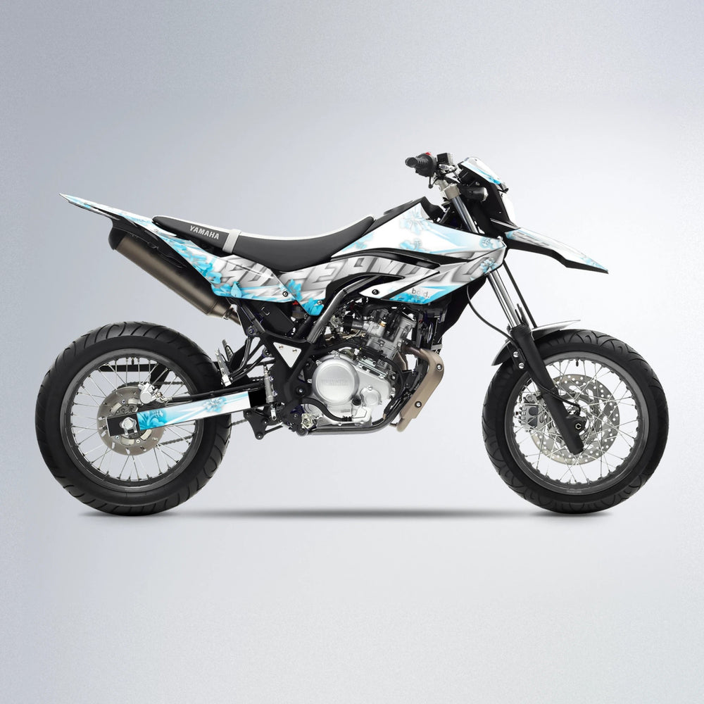WNICOO Yamaha WR 125X supermoto graphics kit in Light Blue & White