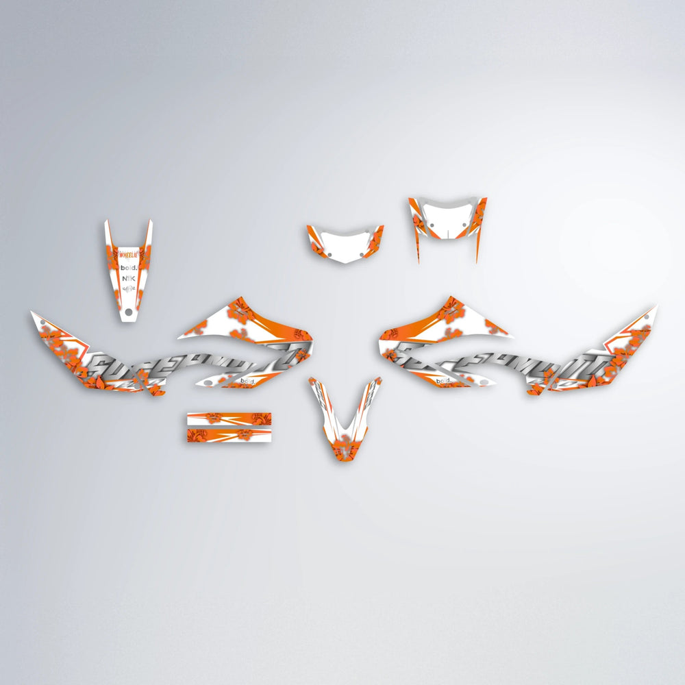 WNICOO Yamaha WR 125X graphics kit parts layout in Orange