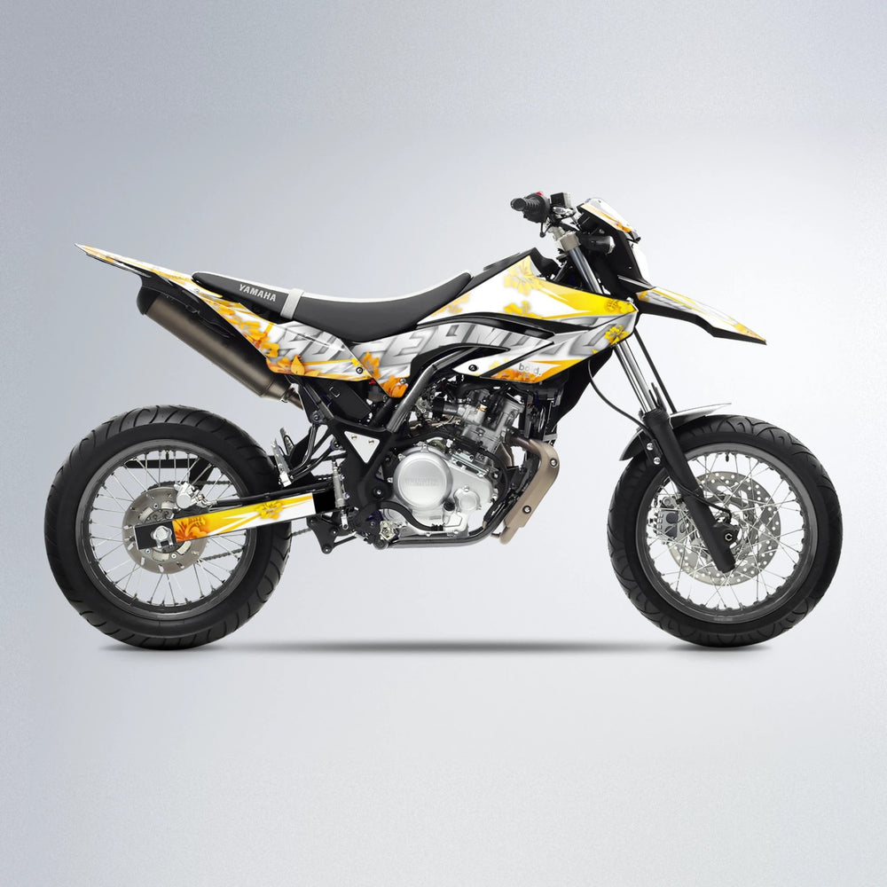 WNICOO Yamaha WR 125X supermoto graphics kit in Orange & Yellow