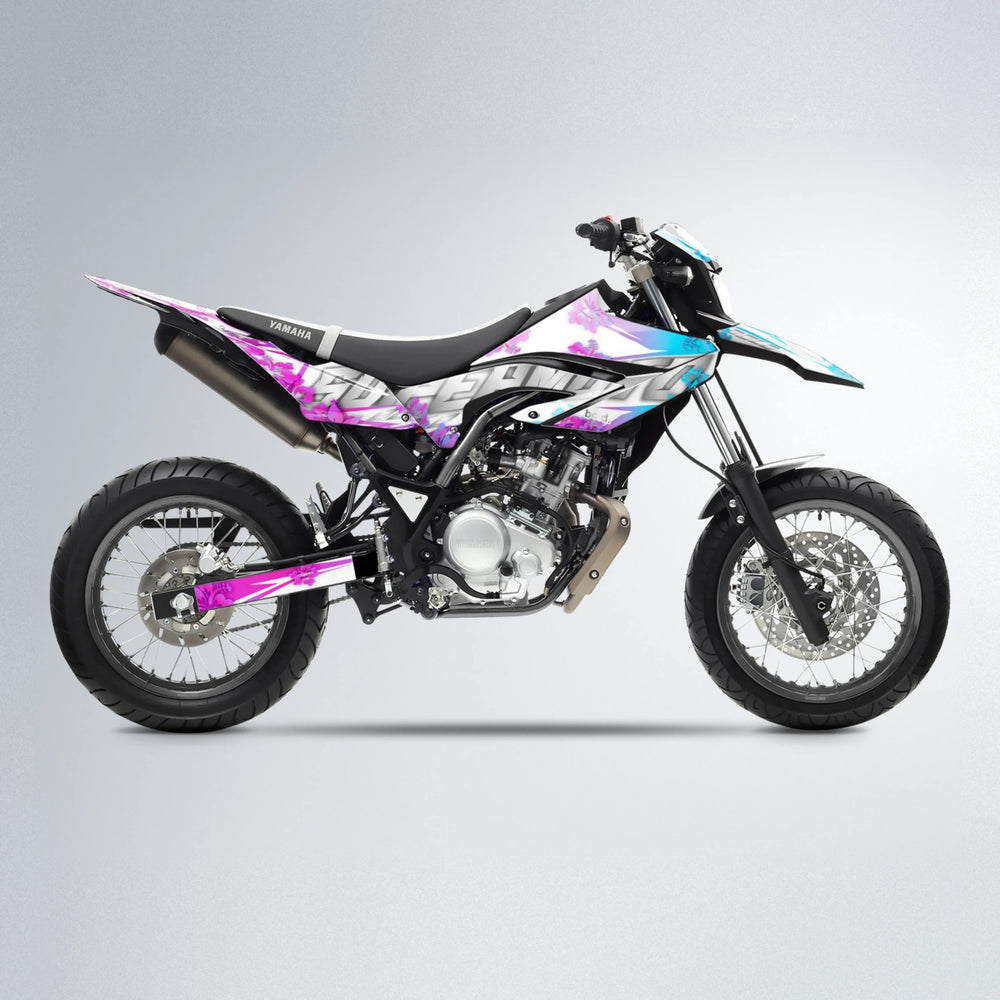 WNICOO Yamaha WR 125X supermoto graphics kit in Pink & Light Blue
