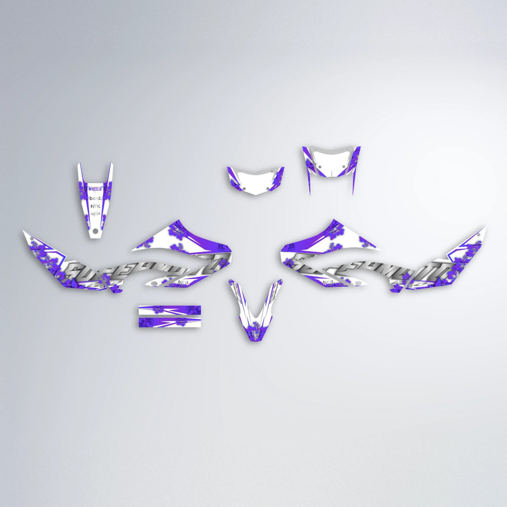 WNICOO Yamaha WR 125X graphics kit parts layout in Purple