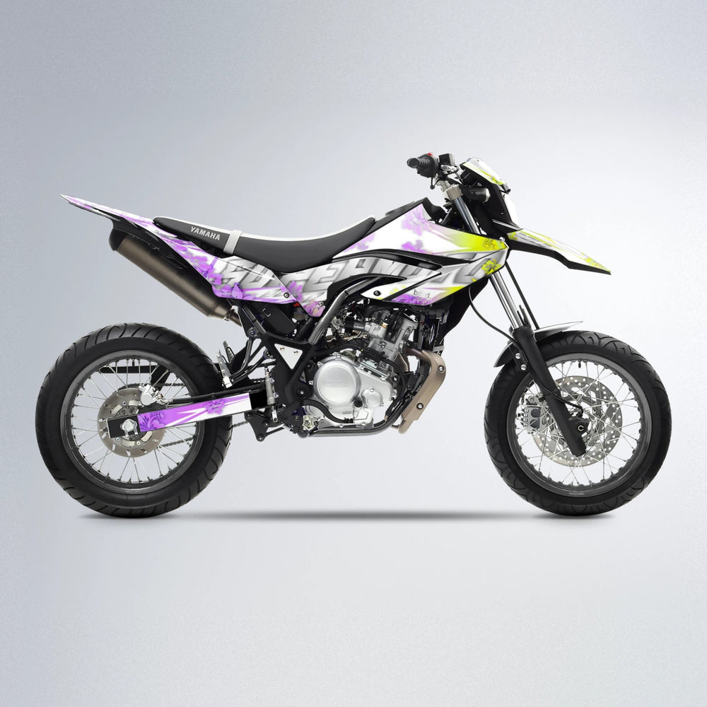 WNICOO Yamaha WR 125X supermoto graphics kit in Purple & Yellow