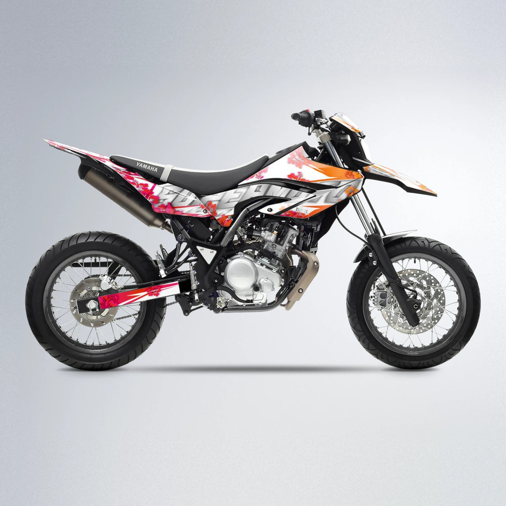 WNICOO Yamaha WR 125X supermoto graphics kit in Red & Orange
