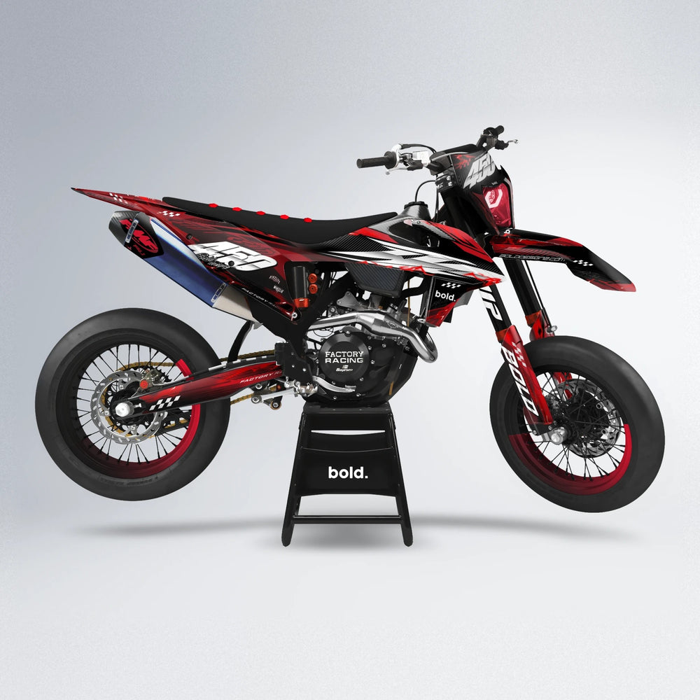 WRATH supermoto graphics kit in Black & Red