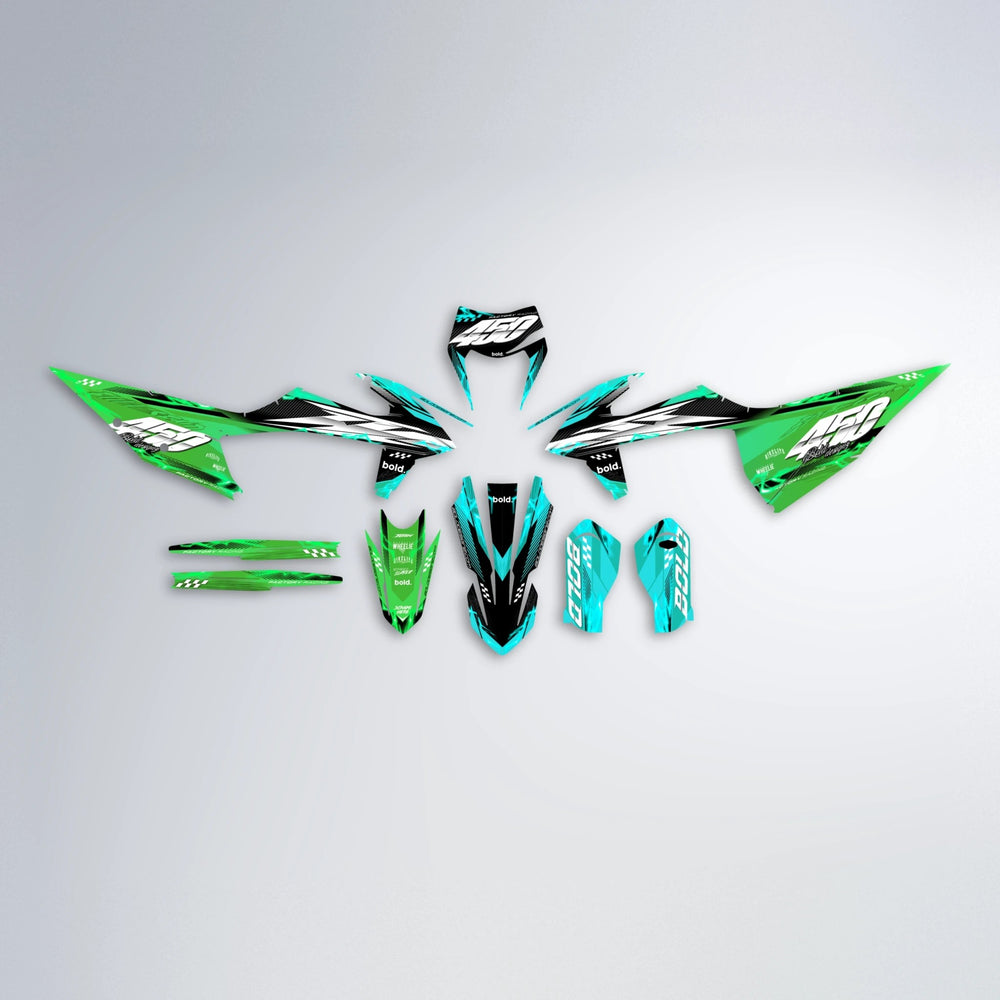 WRATH graphics kit parts layout in Cyan & Green