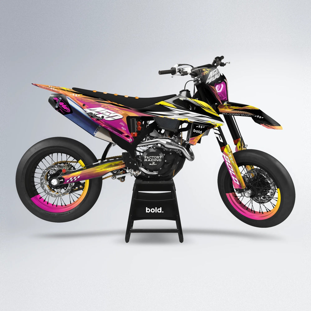 WRATH supermoto graphics kit in Pink & Yellow