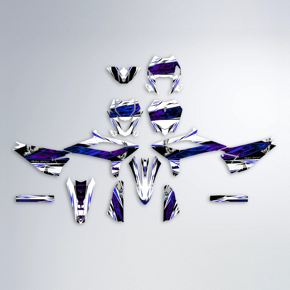 ZAPP Beta graphics kit parts layout in Blue