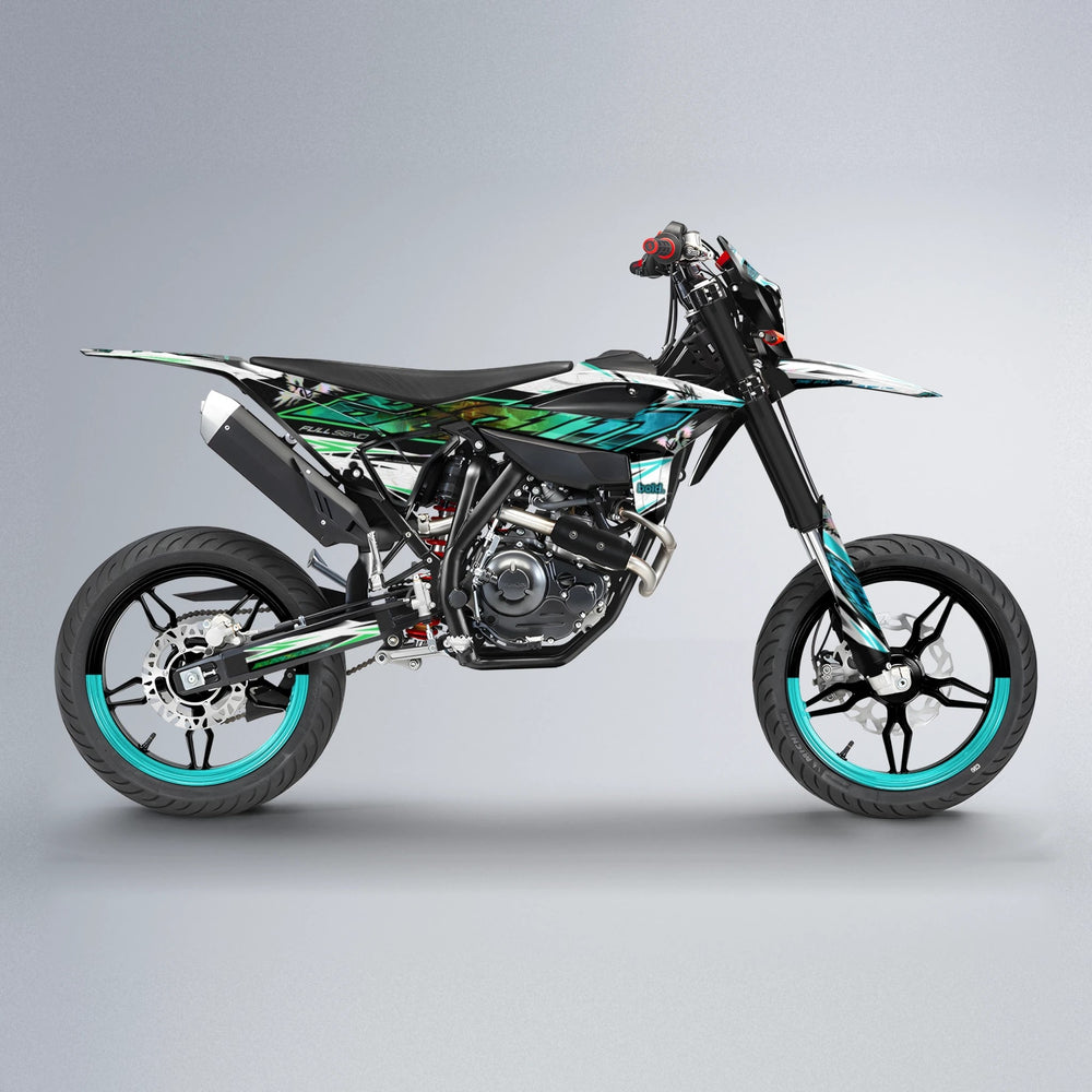 ZAPP Beta supermoto graphics kit in Cyan & Green