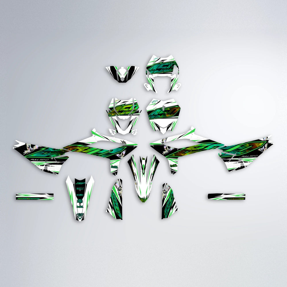ZAPP Beta graphics kit parts layout in Green