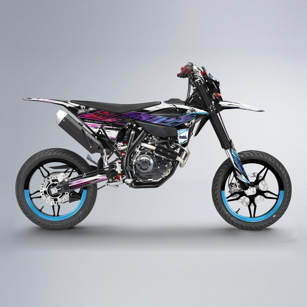 ZAPP Beta supermoto graphics kit in Pink & Light Blue