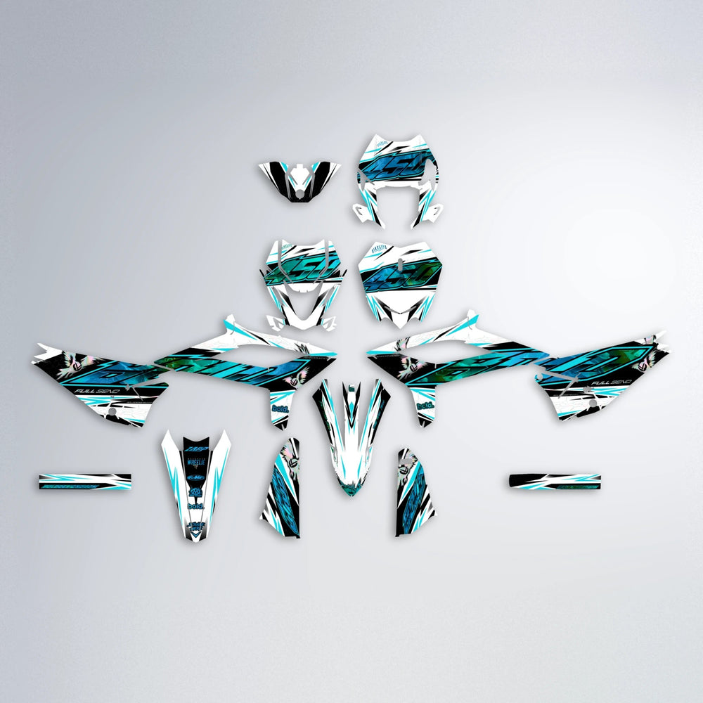 ZAPP Beta graphics kit parts layout in Teal