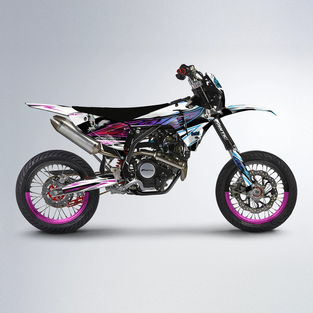 ZAPP Fantic supermoto graphics kit in Pink & Light Blue