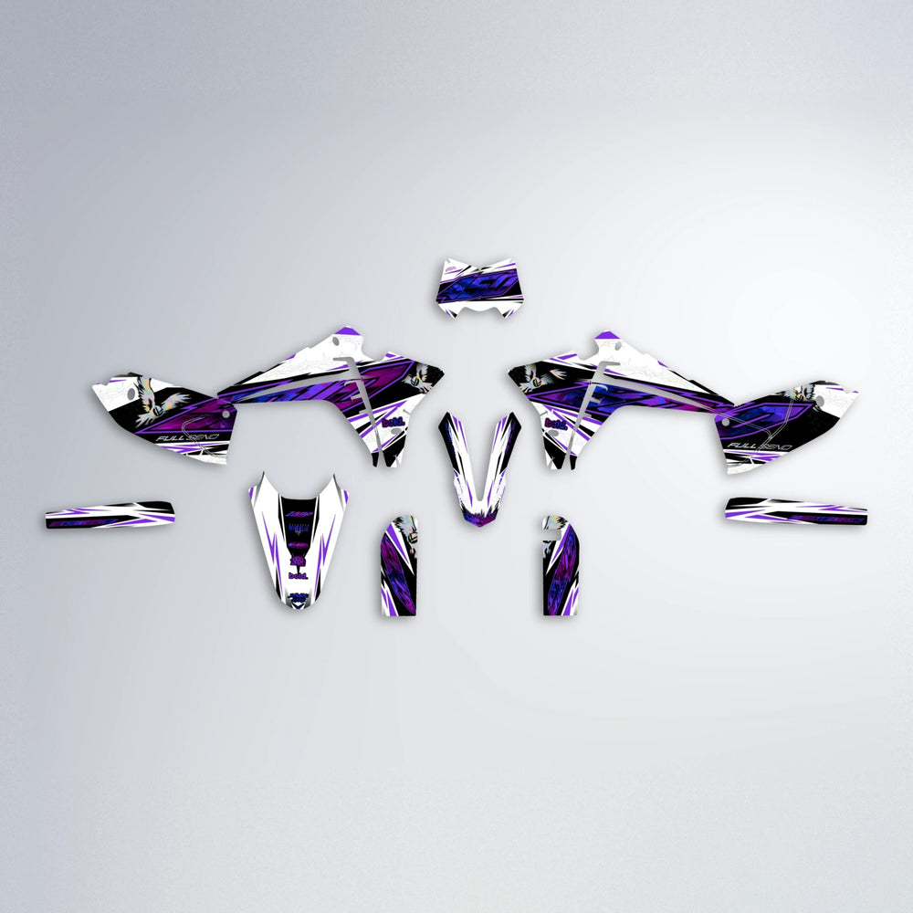 ZAPP Fantic graphics kit parts layout in Purple