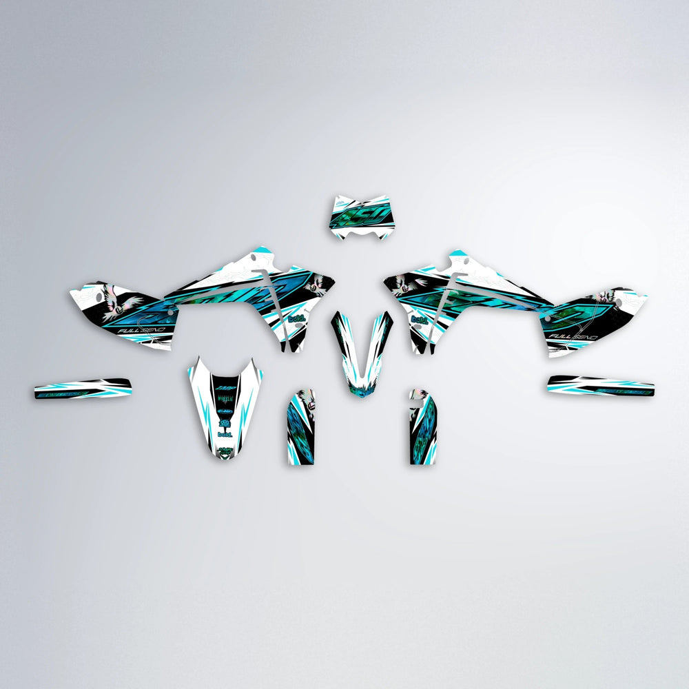 ZAPP Fantic graphics kit parts layout in Teal
