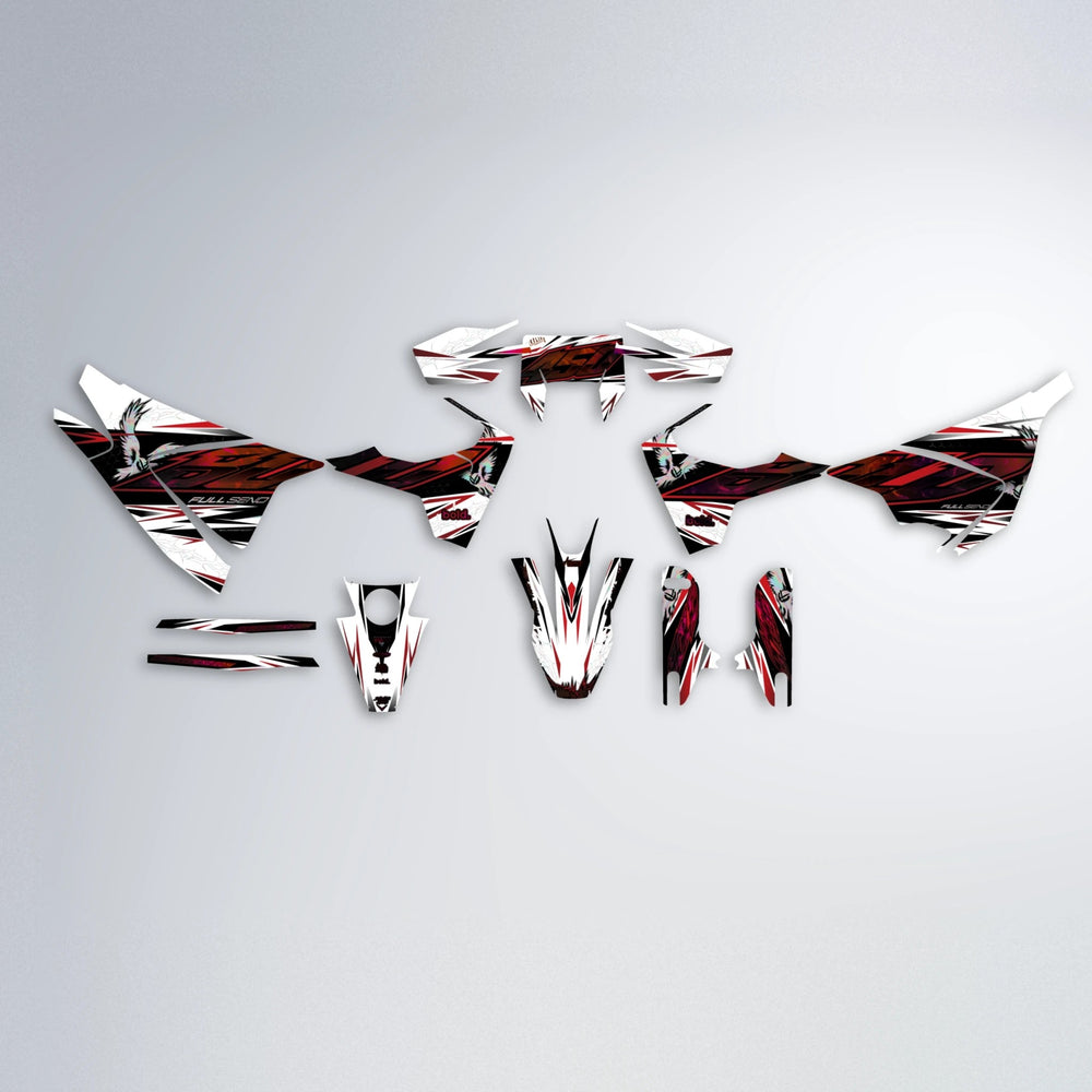 ZAPP Husqvarna 701 graphics kit parts layout in Black & Red