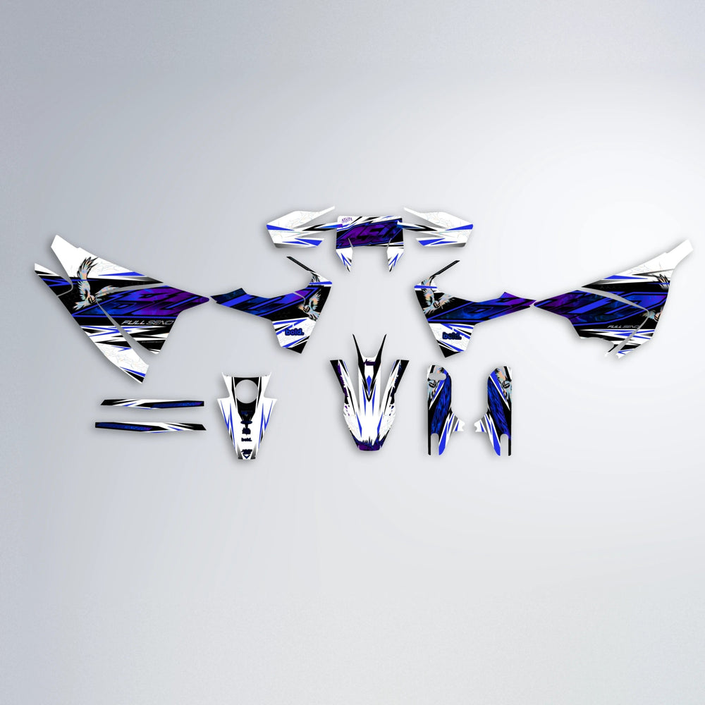 ZAPP Husqvarna 701 graphics kit parts layout in Blue