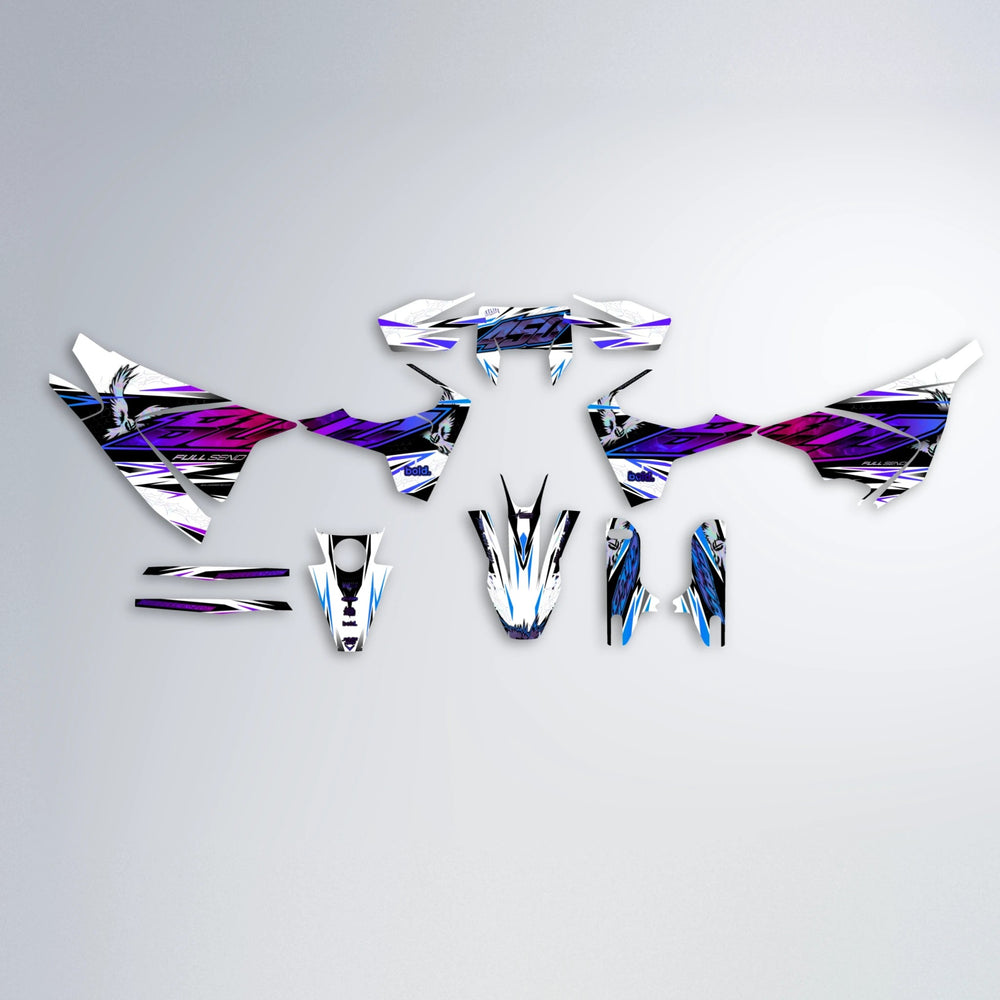 ZAPP Husqvarna 701 graphics kit parts layout in Blue Purple Fade