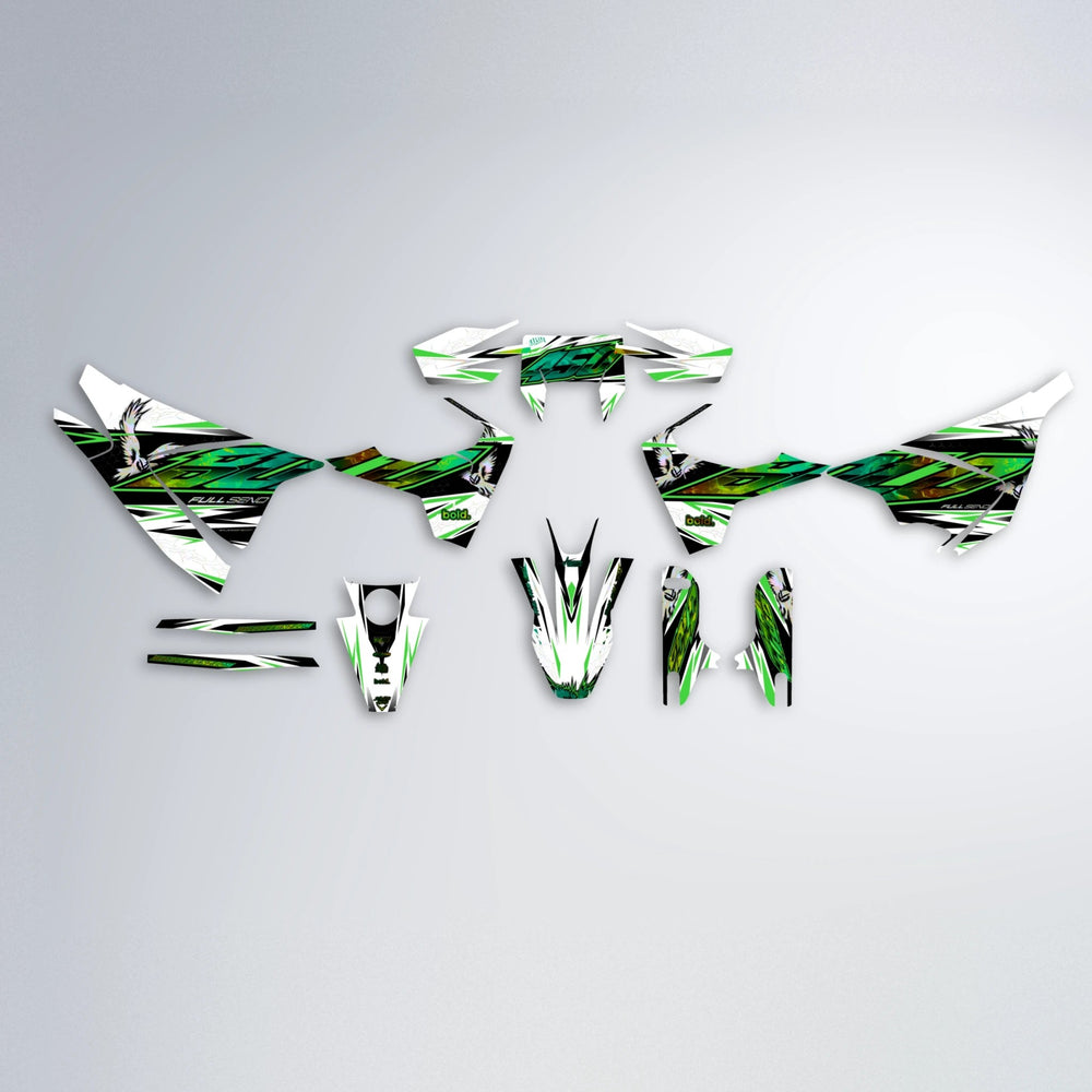 ZAPP Husqvarna 701 graphics kit parts layout in Green