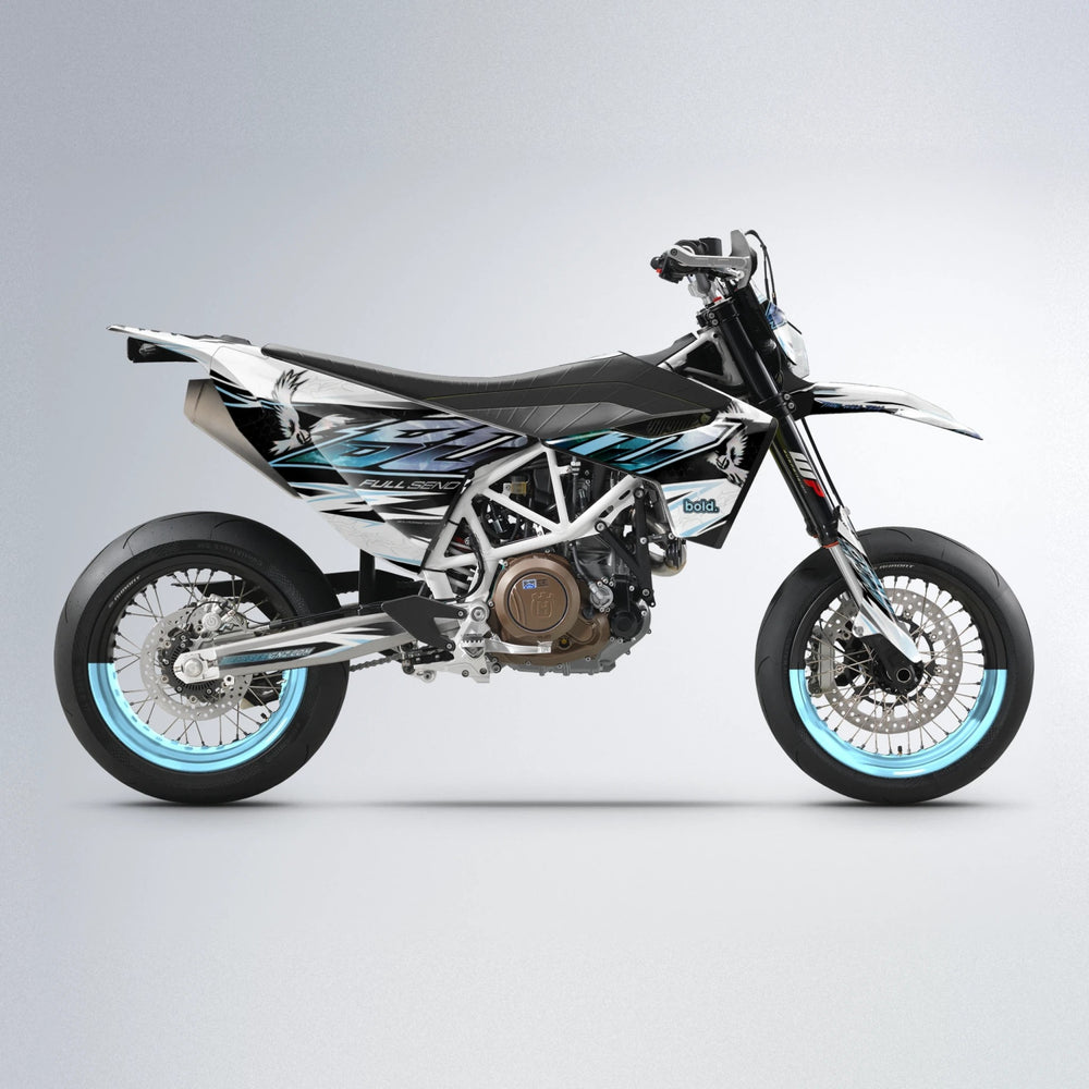 ZAPP Husqvarna 701 supermoto graphics kit in Light Blue & White