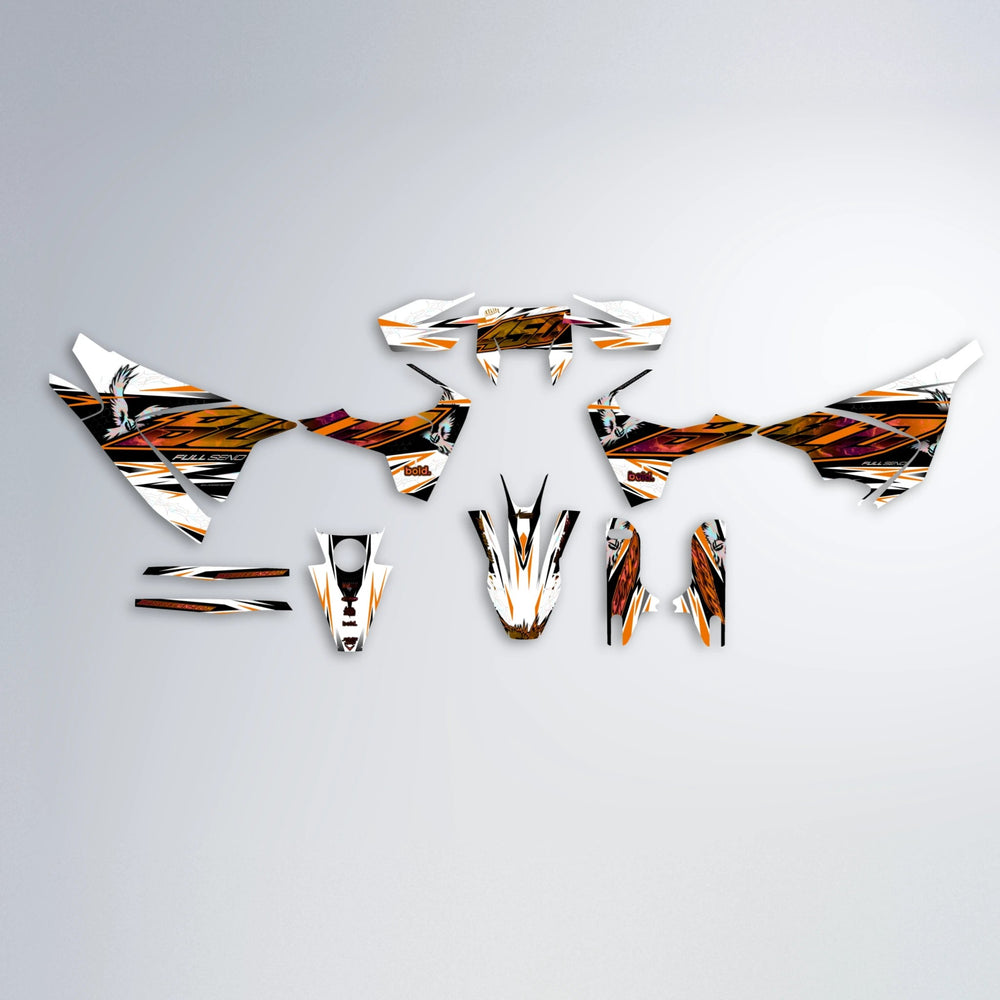 ZAPP Husqvarna 701 graphics kit parts layout in Orange