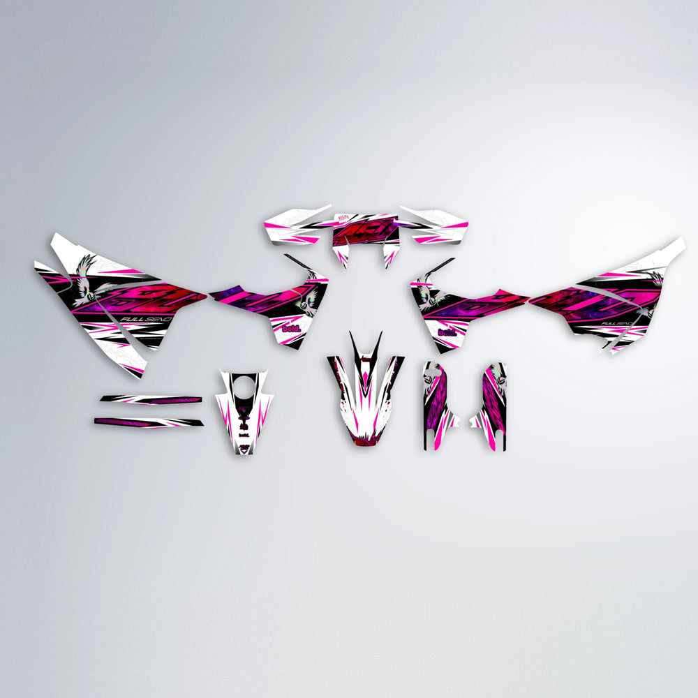 ZAPP Husqvarna 701 graphics kit parts layout in Pink