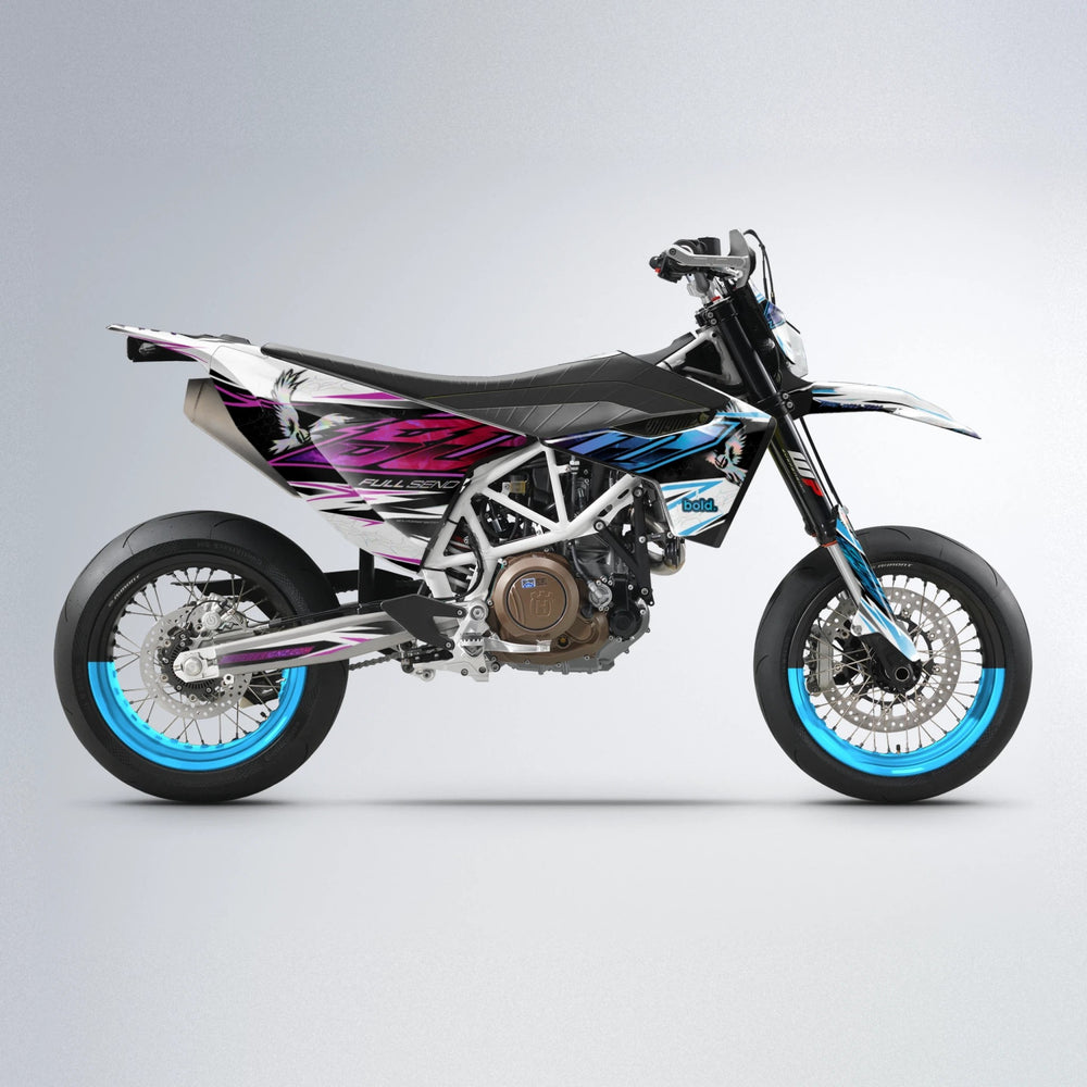 ZAPP Husqvarna 701 supermoto graphics kit in Pink & Light Blue