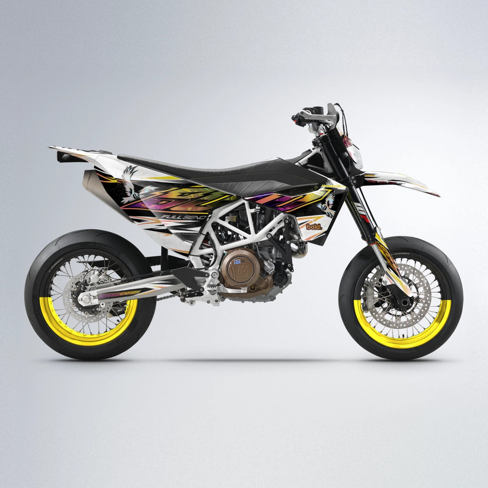 ZAPP Husqvarna 701 supermoto graphics kit in Pink & Yellow