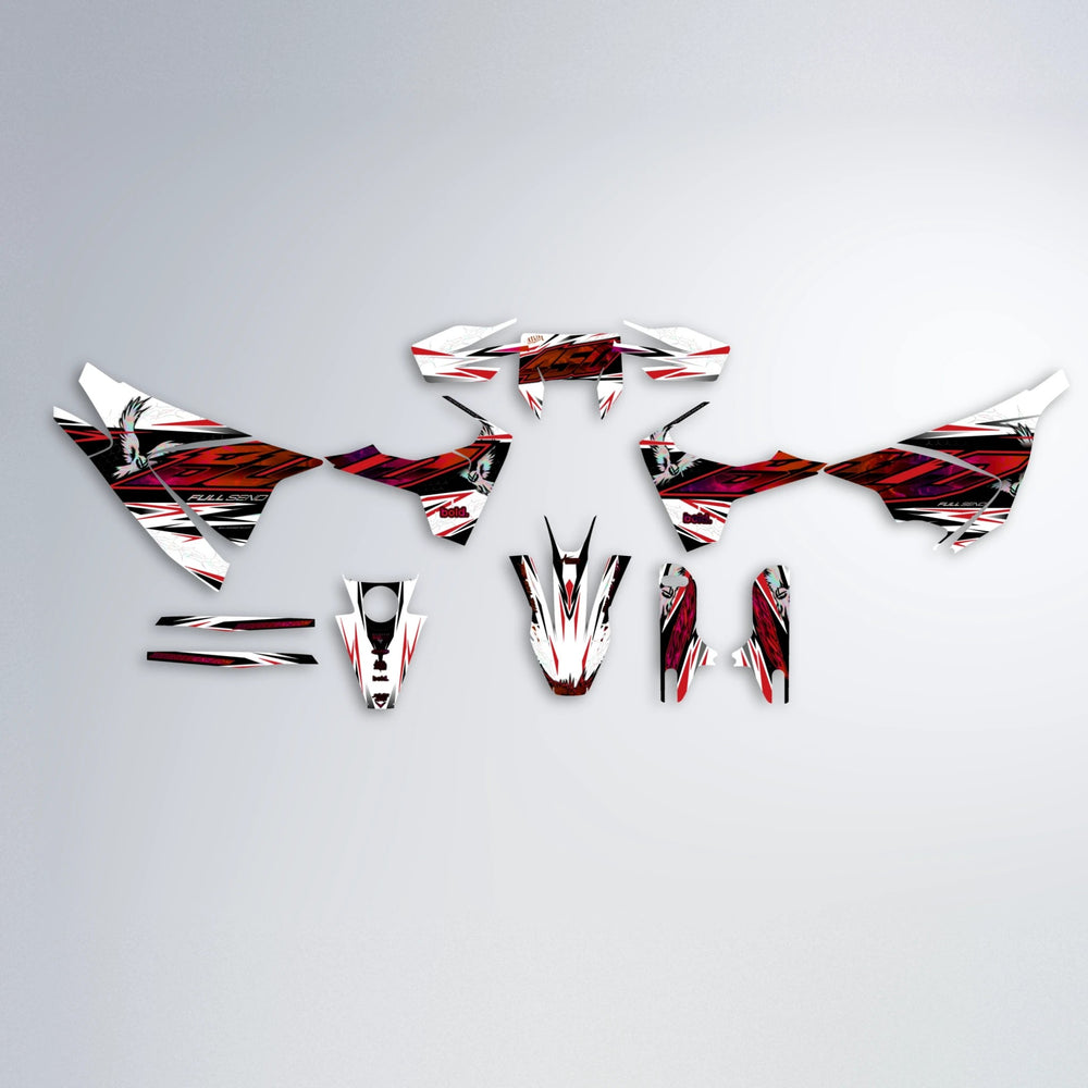 ZAPP Husqvarna 701 graphics kit parts layout in Red