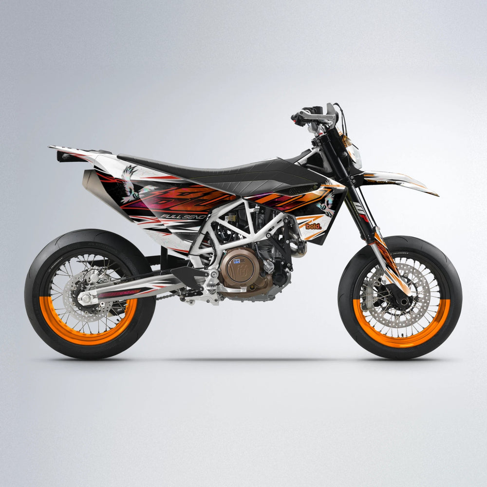 ZAPP Husqvarna 701 supermoto graphics kit in Red & Orange