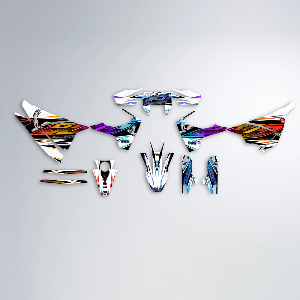 ZAPP Husqvarna 701 graphics kit parts layout in Sunset Fade