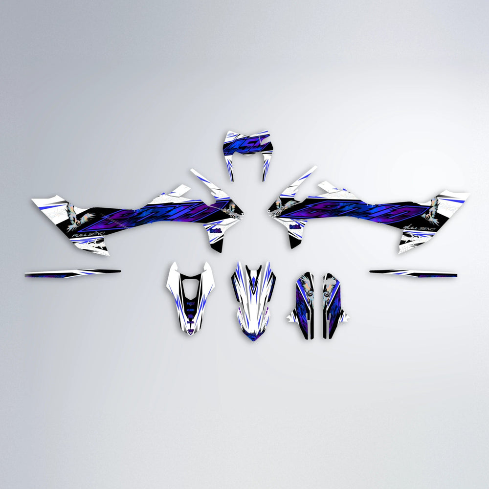 ZAPP KTM SMC 690 graphics kit parts layout in Blue