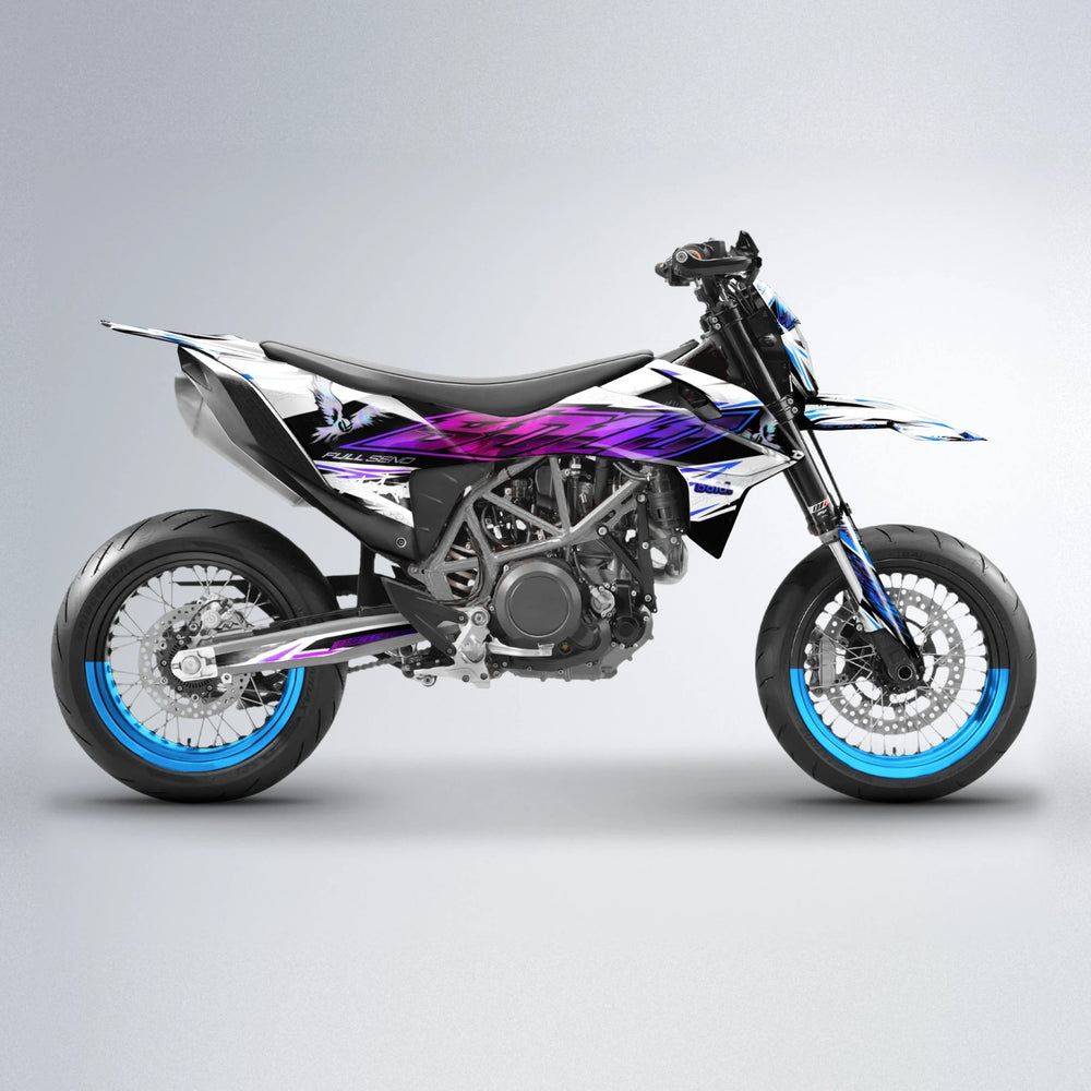 ZAPP KTM SMC 690 supermoto graphics kit in Blue Purple Fade