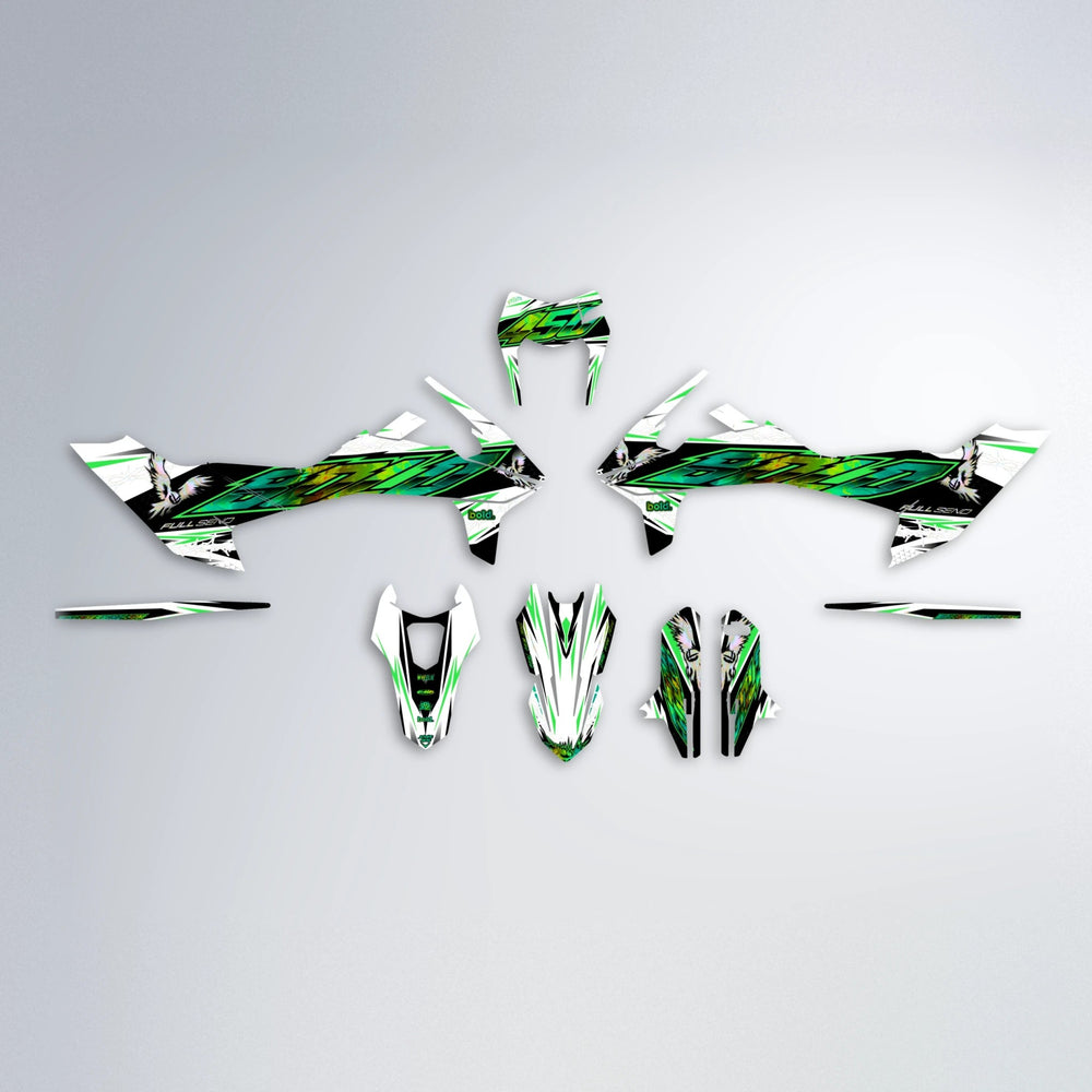 ZAPP KTM SMC 690 graphics kit parts layout in Green