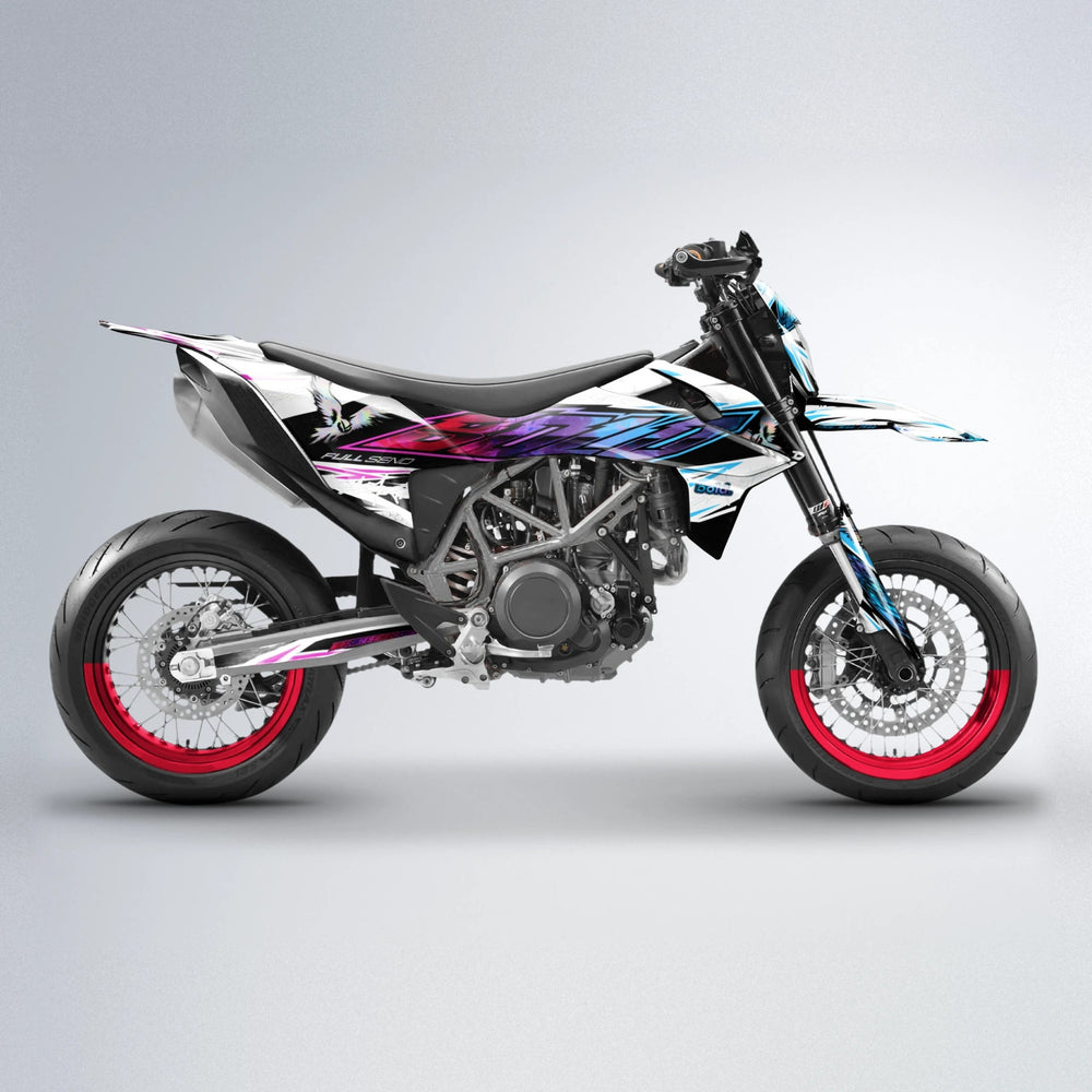 ZAPP KTM SMC 690 supermoto graphics kit in Pink & Light Blue