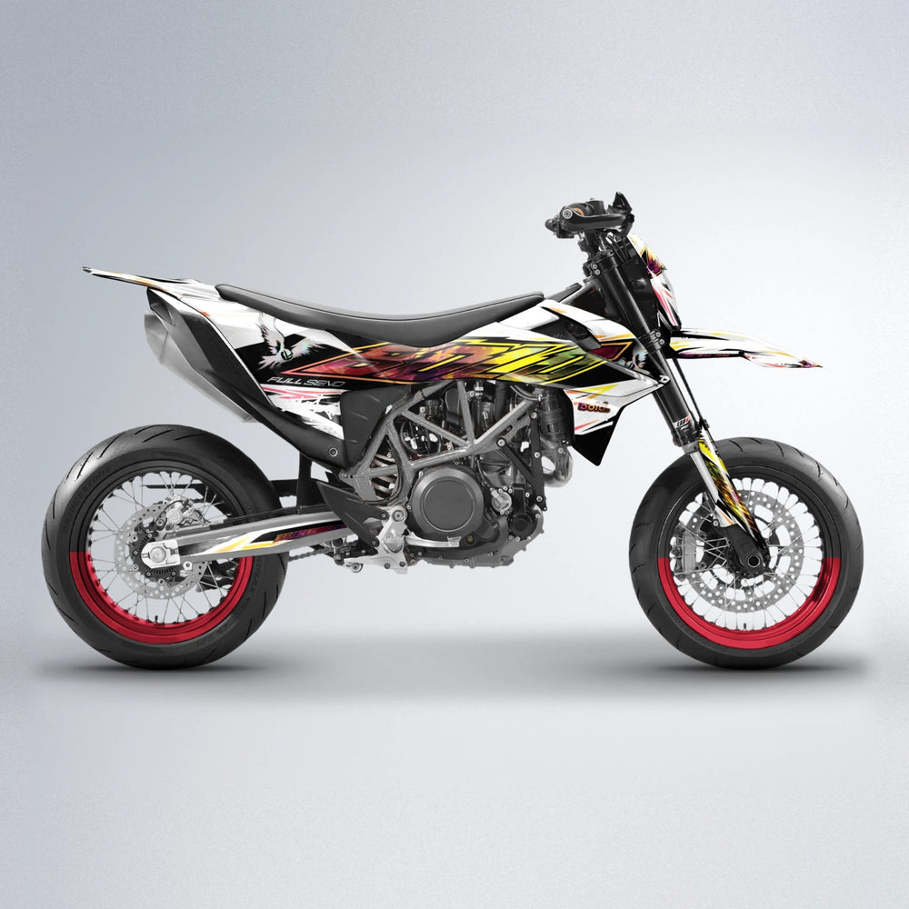 ZAPP KTM SMC 690 supermoto graphics kit in Pink & Yellow