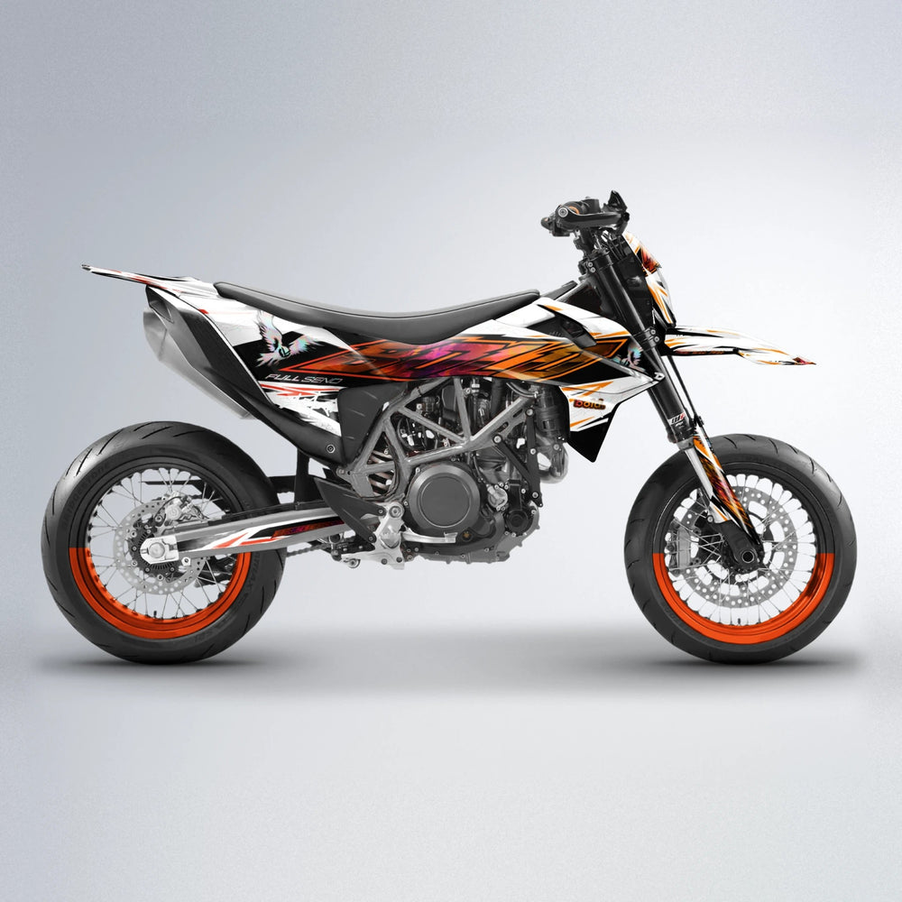 ZAPP KTM SMC 690 supermoto graphics kit in Red & Orange