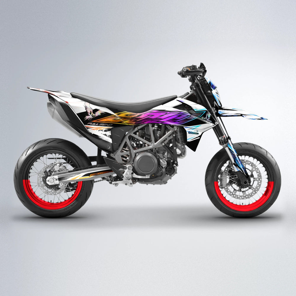 ZAPP KTM SMC 690 supermoto graphics kit in Sunset Fade